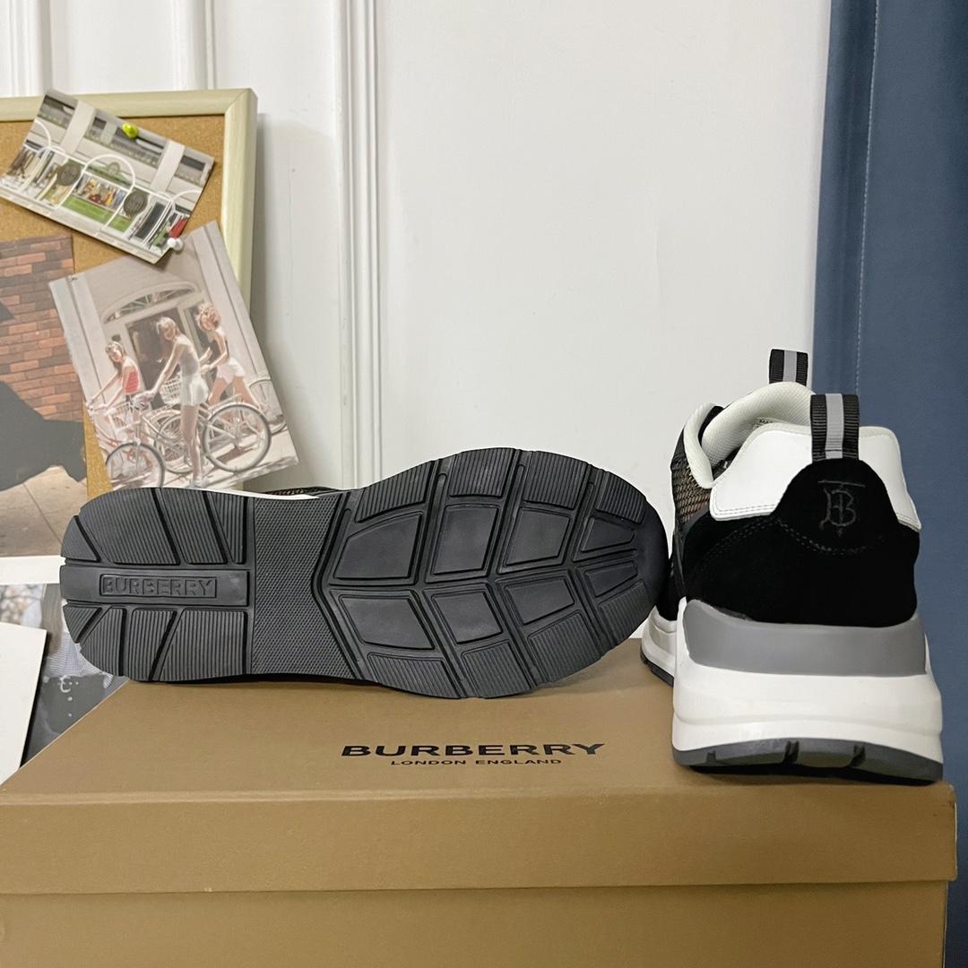 Burberry Logo Embossed, Leather, Suede And Mesh Sneakers - DopestKickz