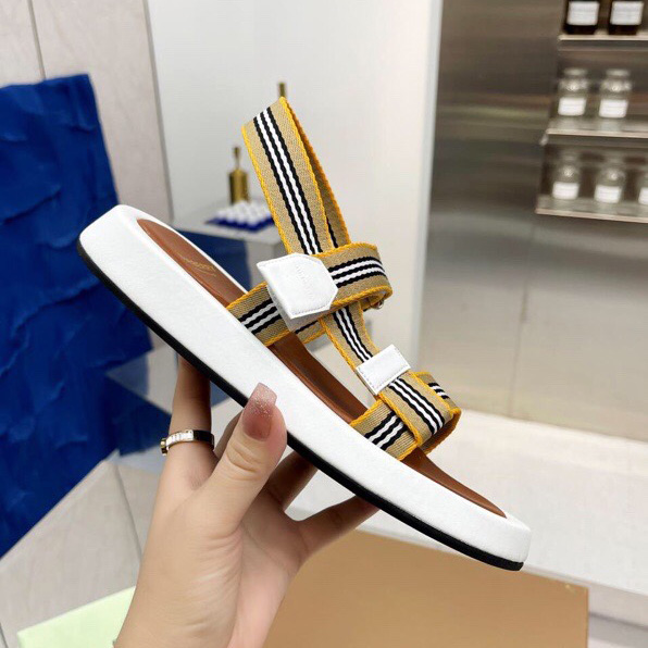 Burberry Icon Stripe Flat Sandals - DopestKickz
