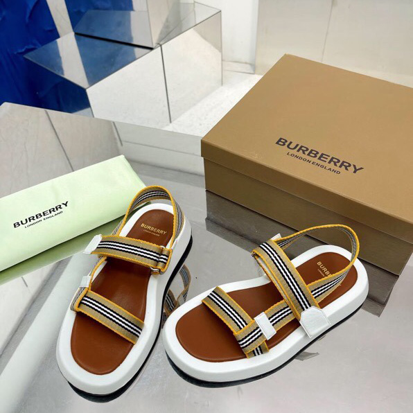 Burberry Icon Stripe Flat Sandals - DopestKickz