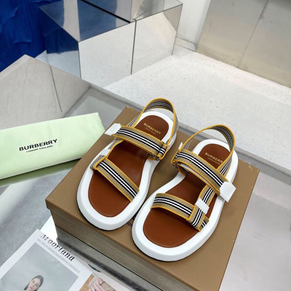 Burberry Icon Stripe Flat Sandals - DopestKickz