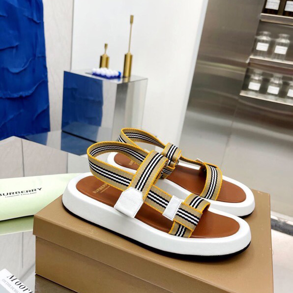 Burberry Icon Stripe Flat Sandals - DopestKickz