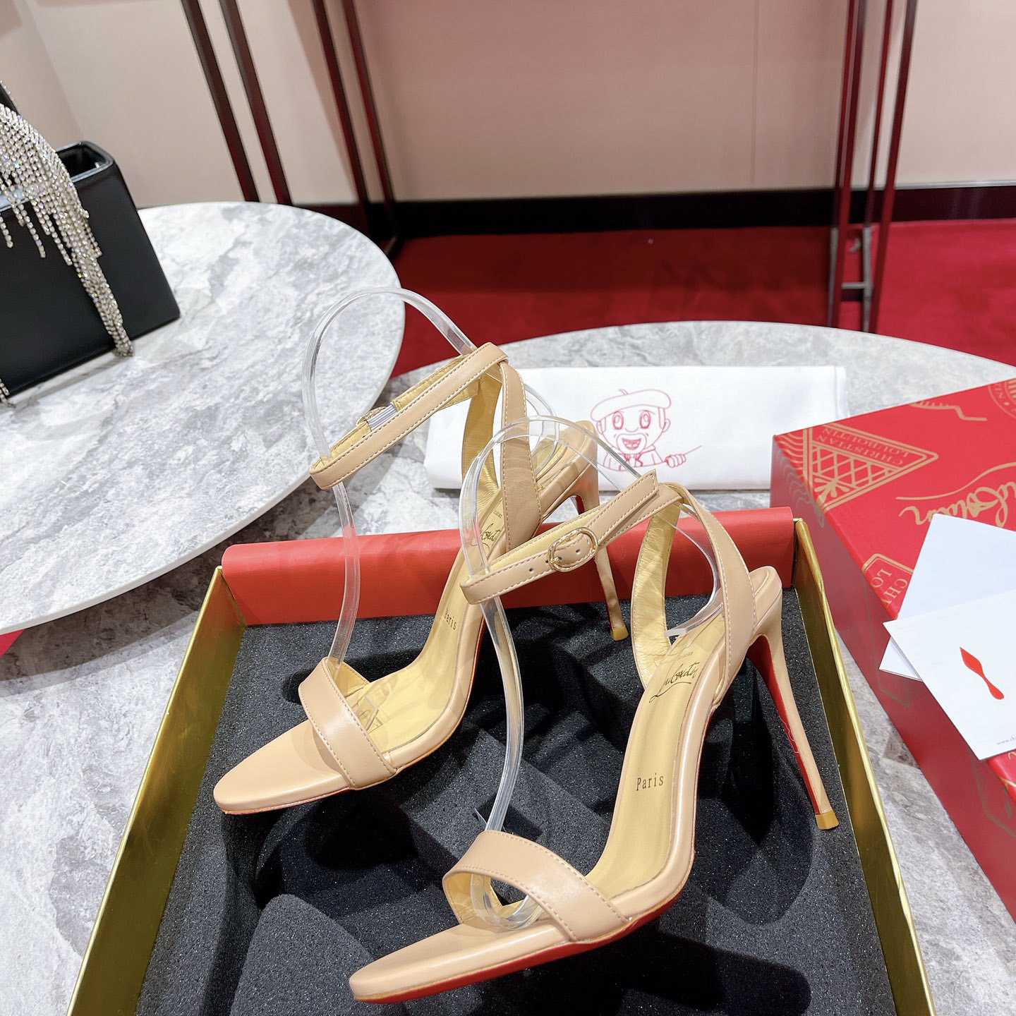 Christian Louboutin Loubi Queen Sandals - Nappa leather - Nude - DopestKickz