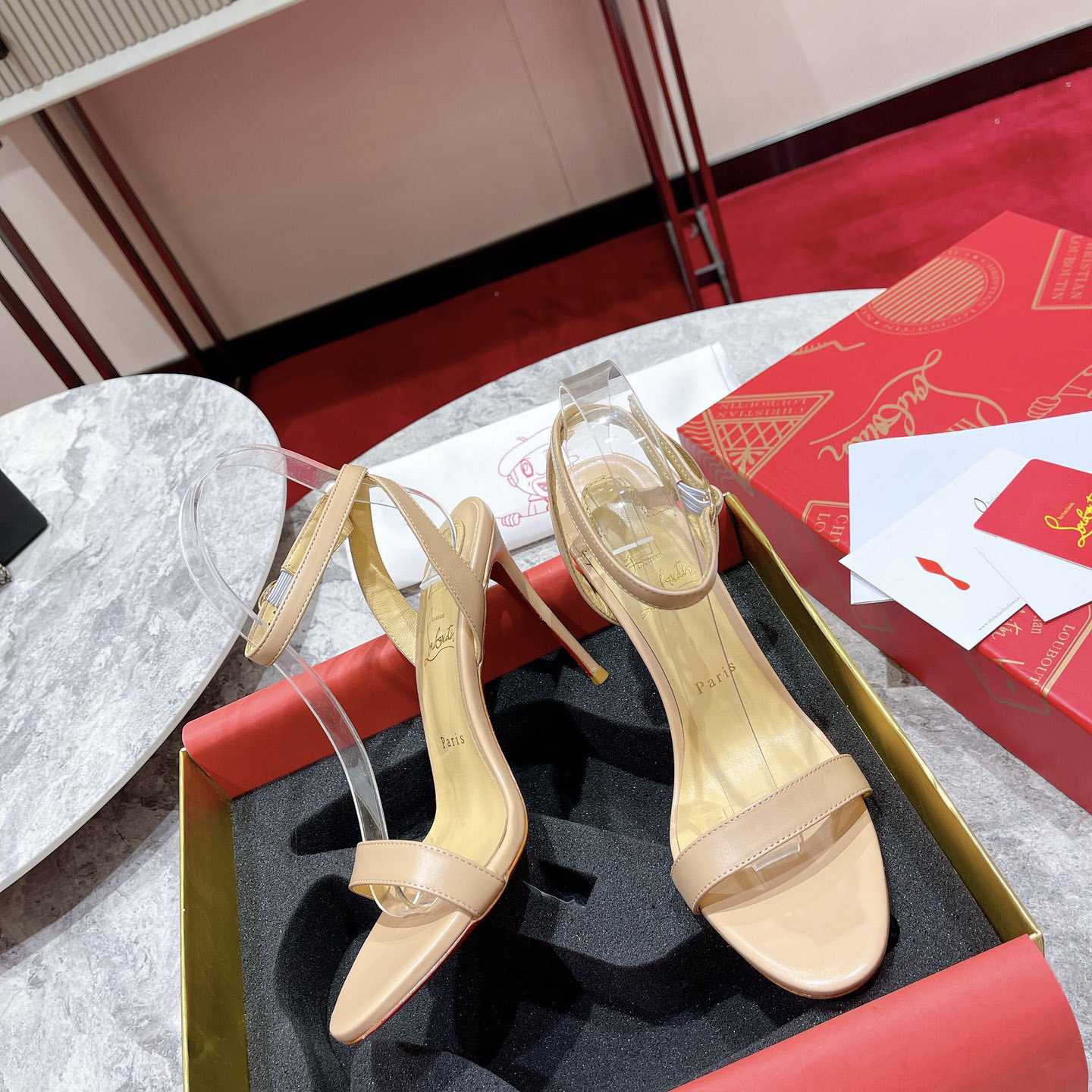 Christian Louboutin Loubi Queen Sandals - Nappa leather - Nude - DopestKickz