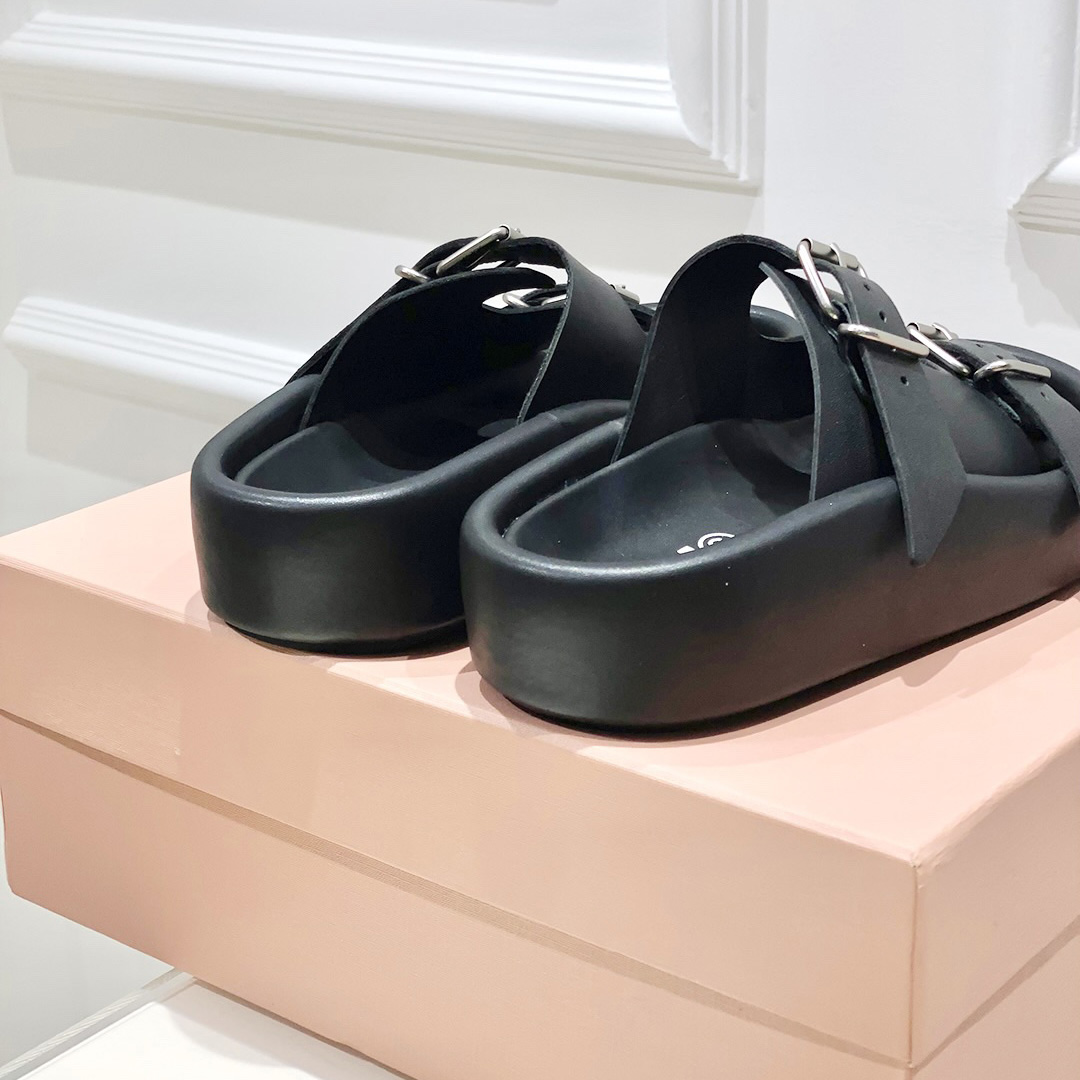 Maison Margiela MM6 Buckle-strap Leather Sandals - DopestKickz