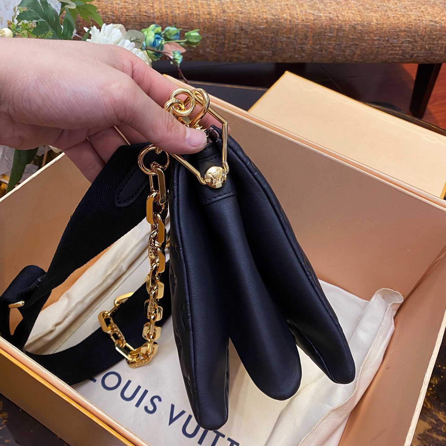 Louis Vuitton Coussin Black Lamb (26 x 20 x 12cm)    M57790  - DopestKickz