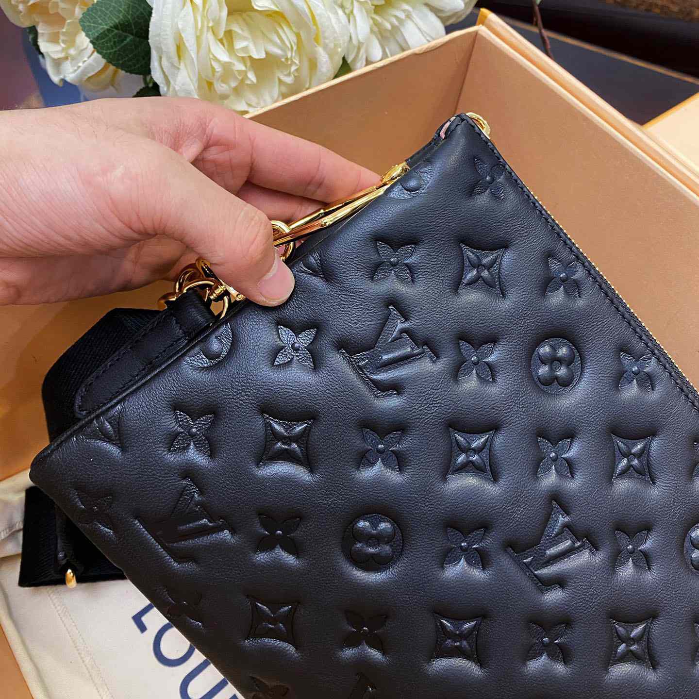 Louis Vuitton Coussin Black Lamb (26 x 20 x 12cm)    M57790  - DopestKickz