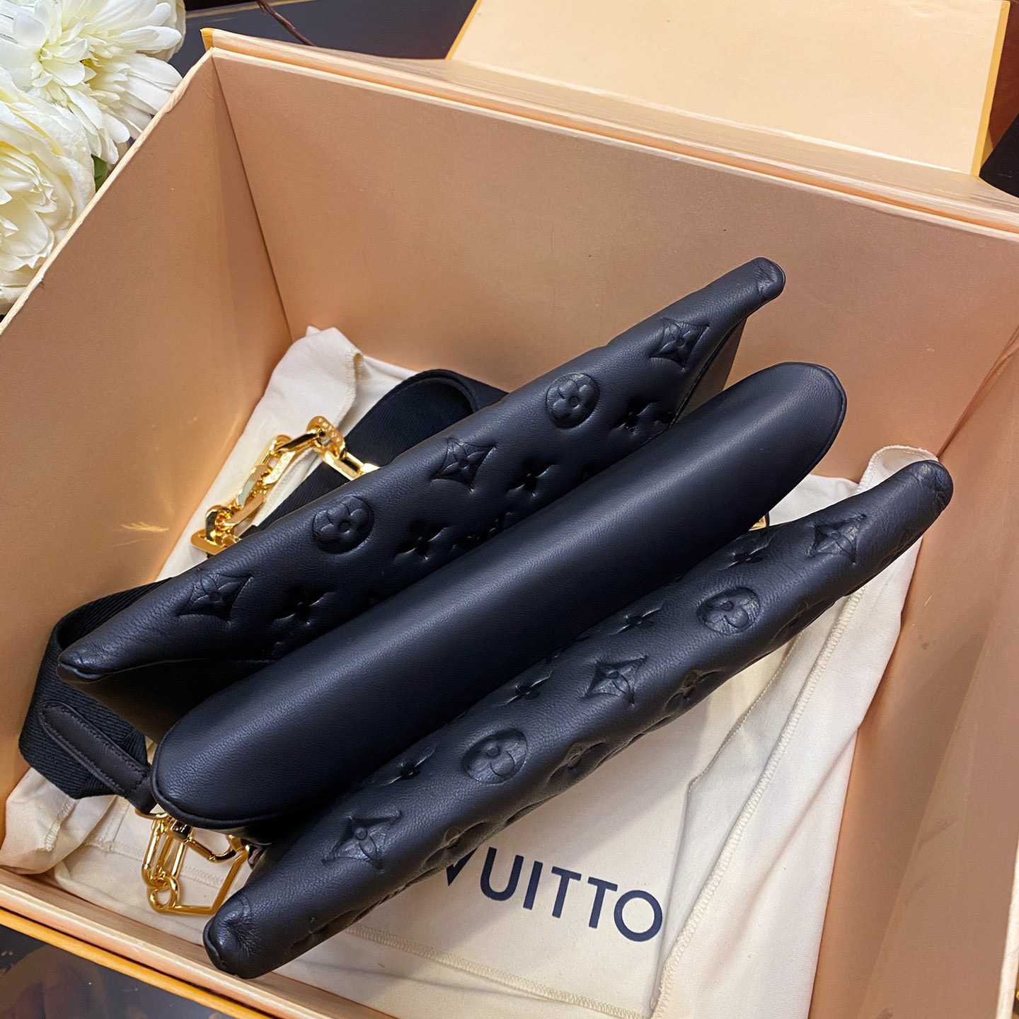 Louis Vuitton Coussin Black Lamb (26 x 20 x 12cm)    M57790  - DopestKickz