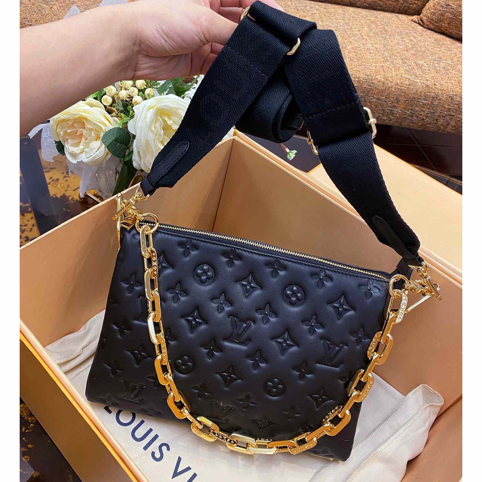 Louis Vuitton Coussin Black Lamb (26 x 20 x 12cm)    M57790  - DopestKickz