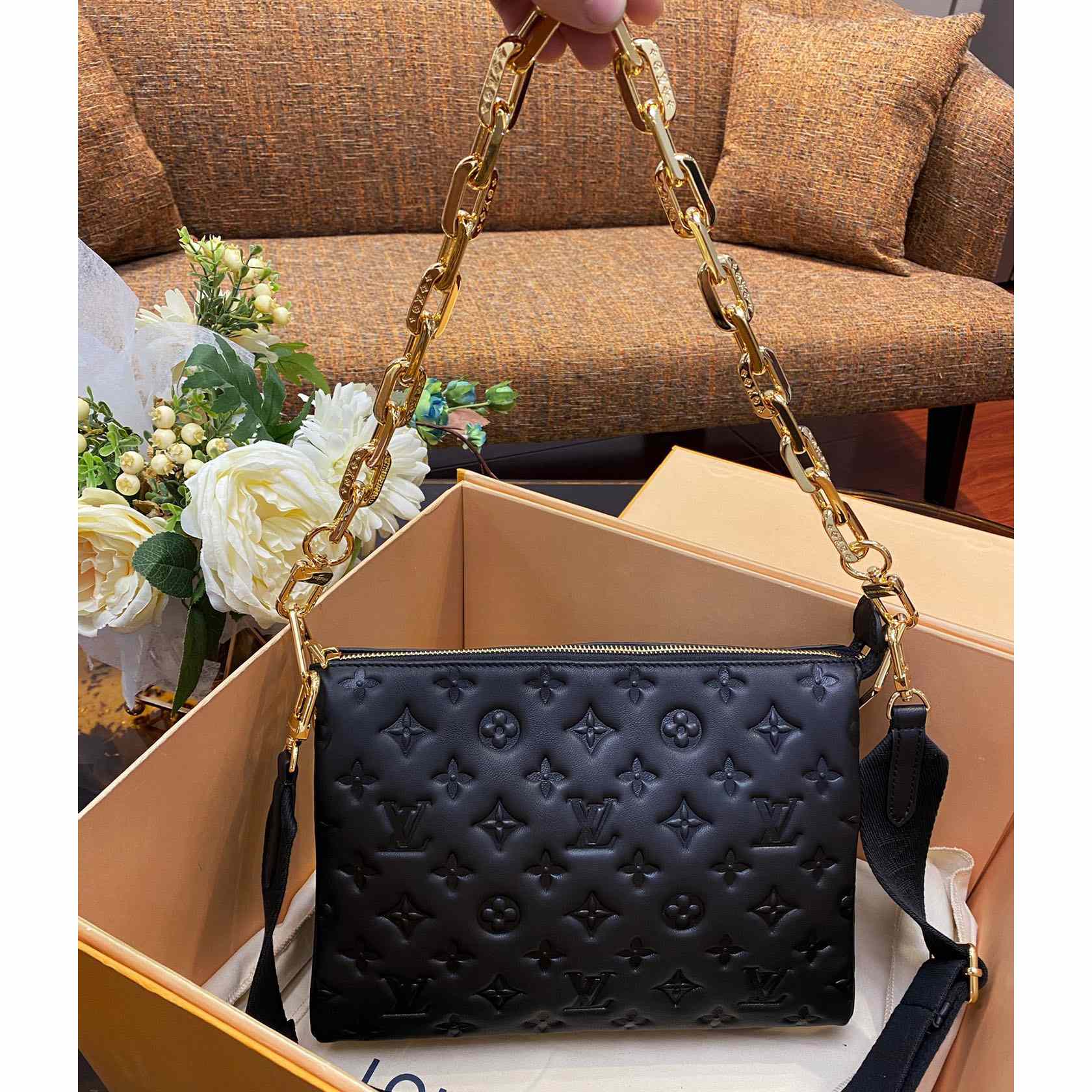 Louis Vuitton Coussin Black Lamb (26 x 20 x 12cm)    M57790  - DopestKickz