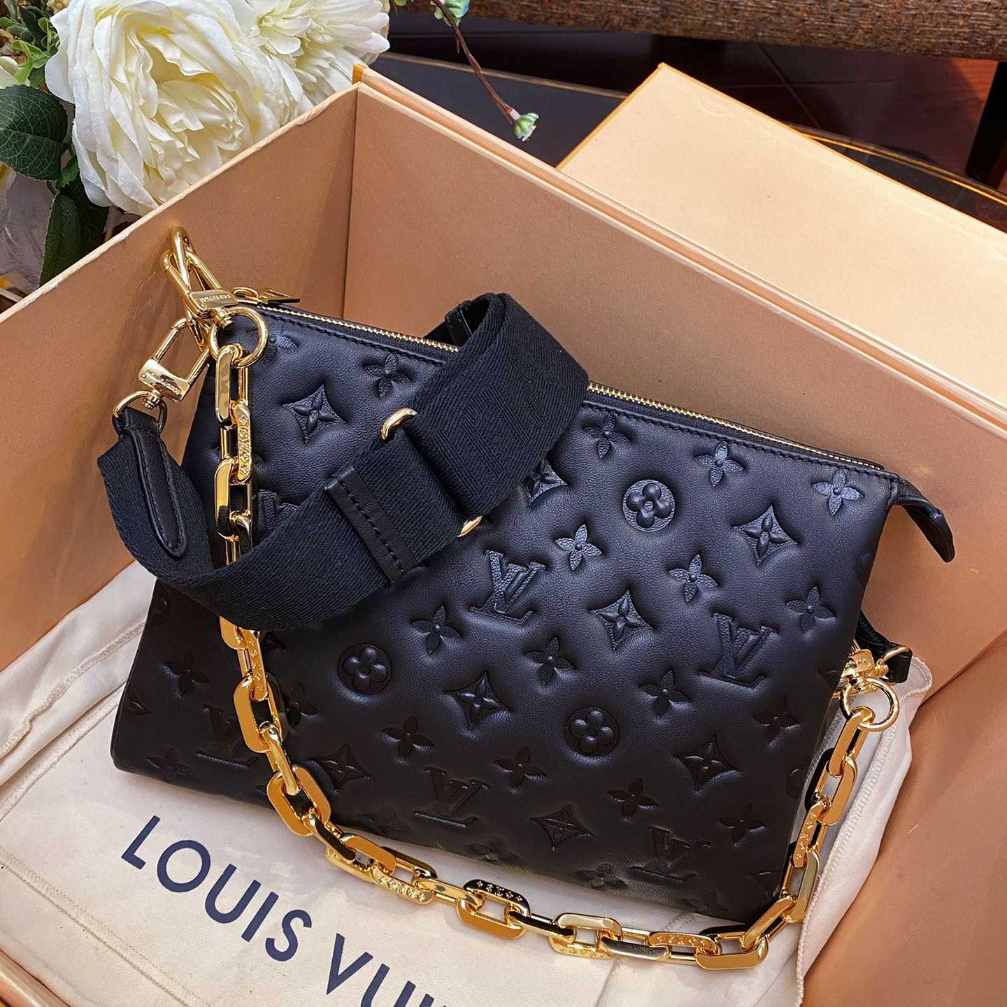 Louis Vuitton Coussin Black Lamb (26 x 20 x 12cm)    M57790  - DopestKickz