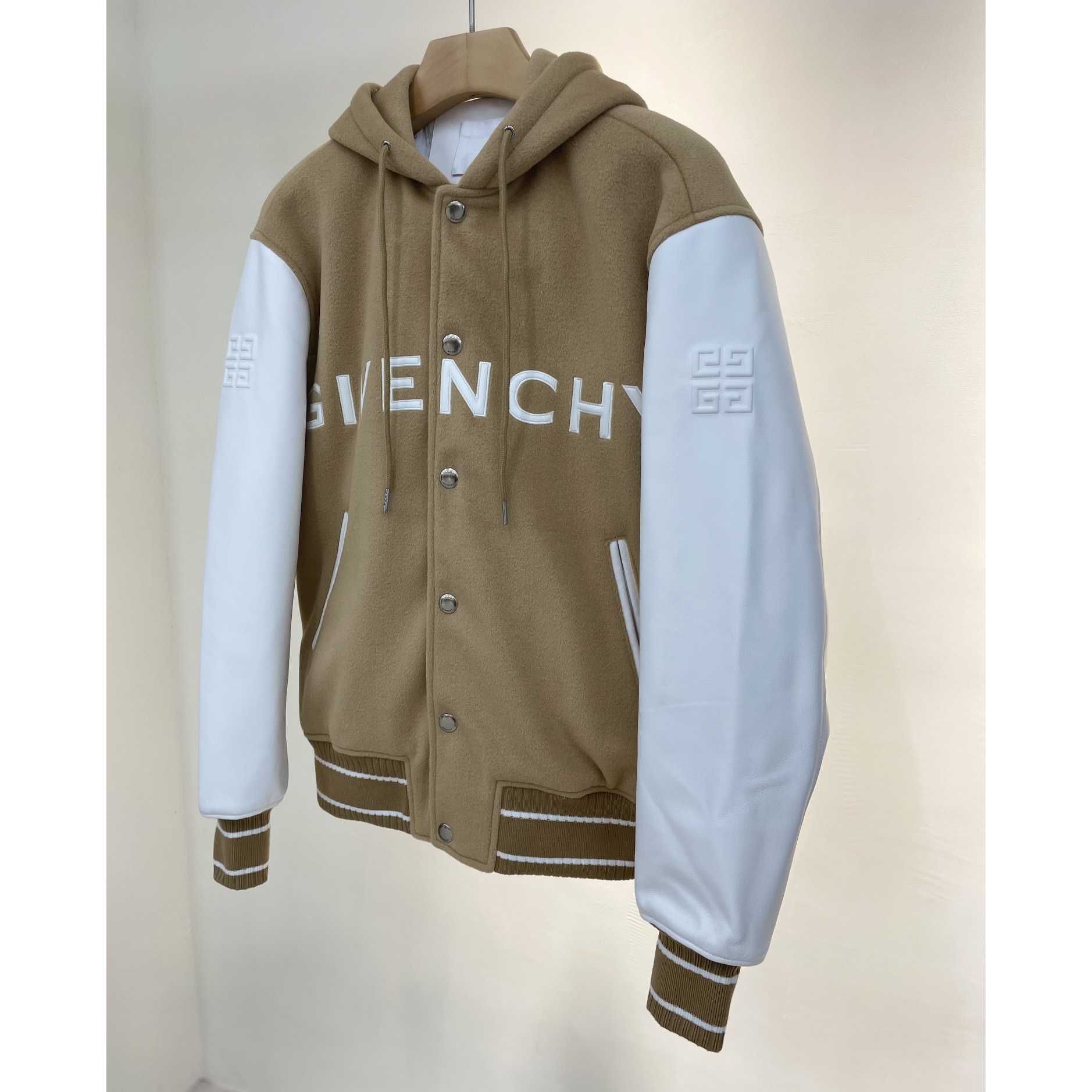 Givenchy Hooded Wool And Leather Big Varsity Jacket - DopestKickz