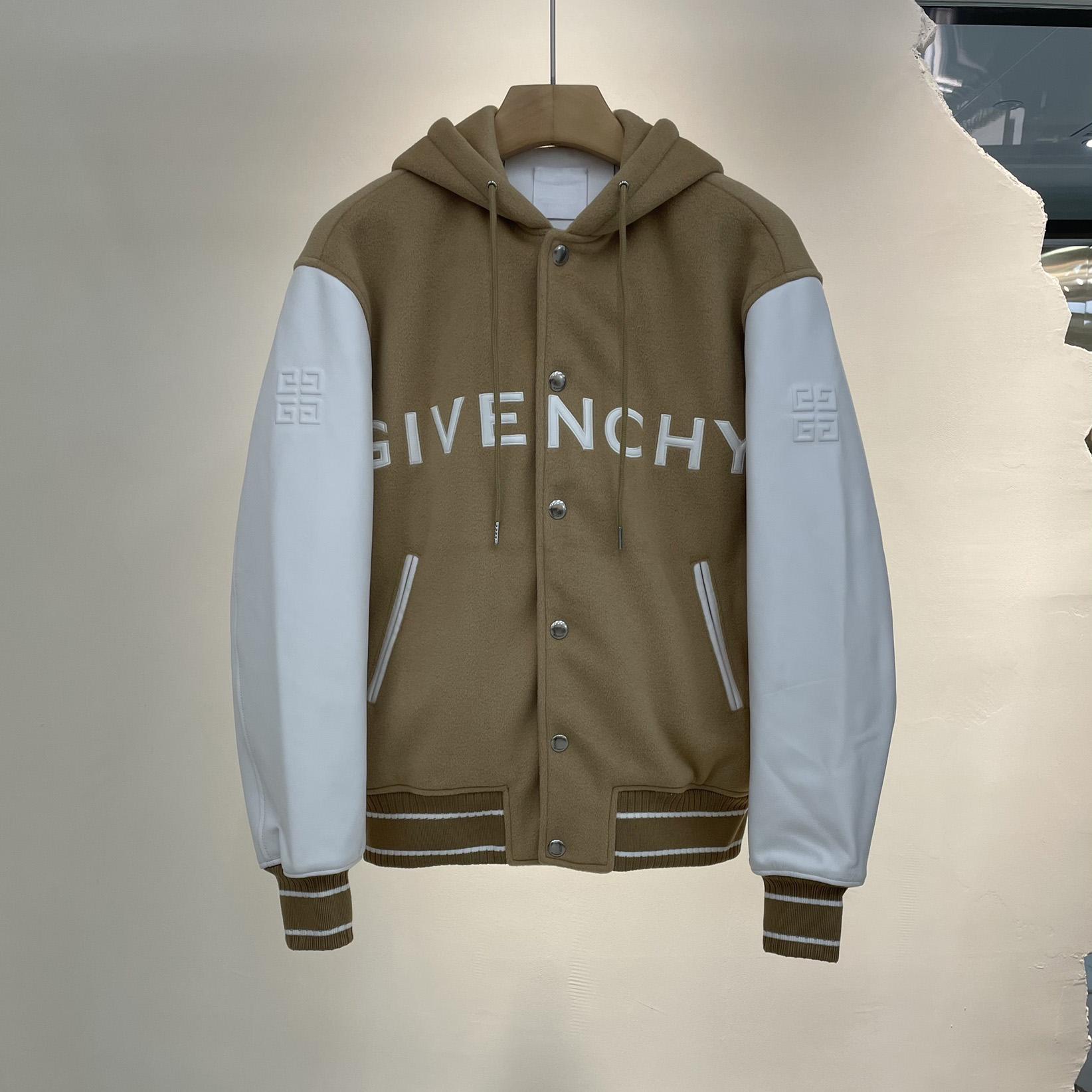 Givenchy Hooded Wool And Leather Big Varsity Jacket - DopestKickz