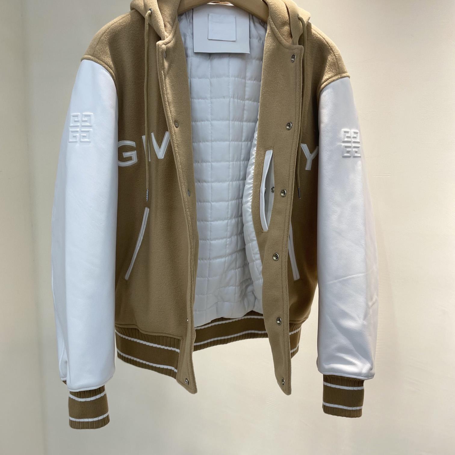 Givenchy Hooded Wool And Leather Big Varsity Jacket - DopestKickz