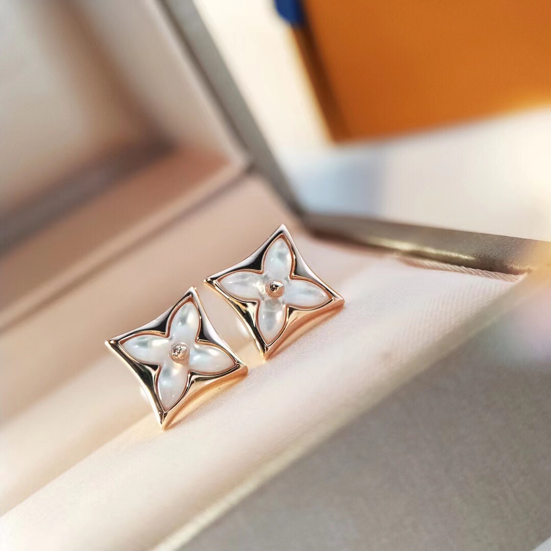 Louis Vuitton Color Blossom Star Ear Stud, Pink Gold And White Mother   Q96426 - DopestKickz
