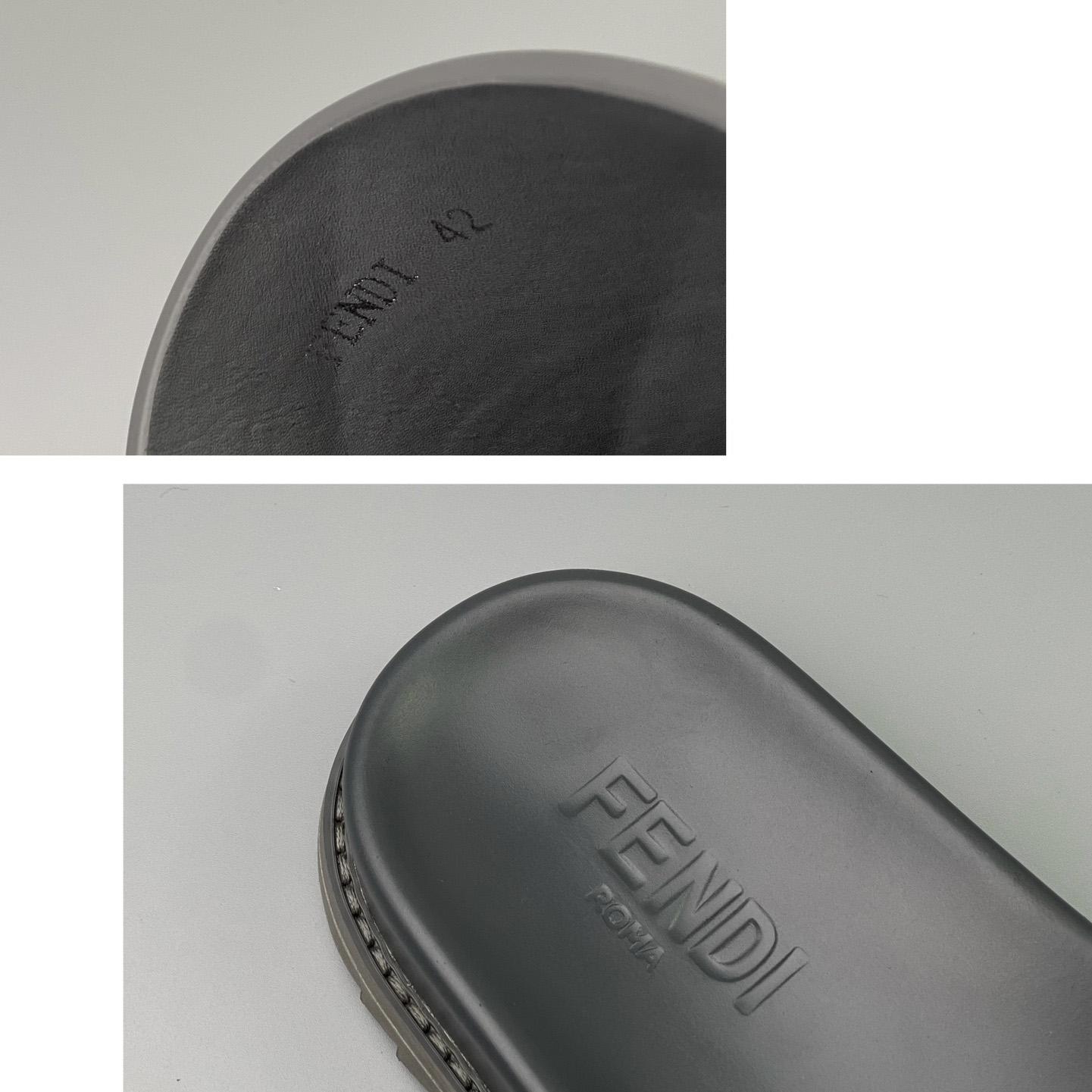 Fendi Gray Rubber Slides - DopestKickz