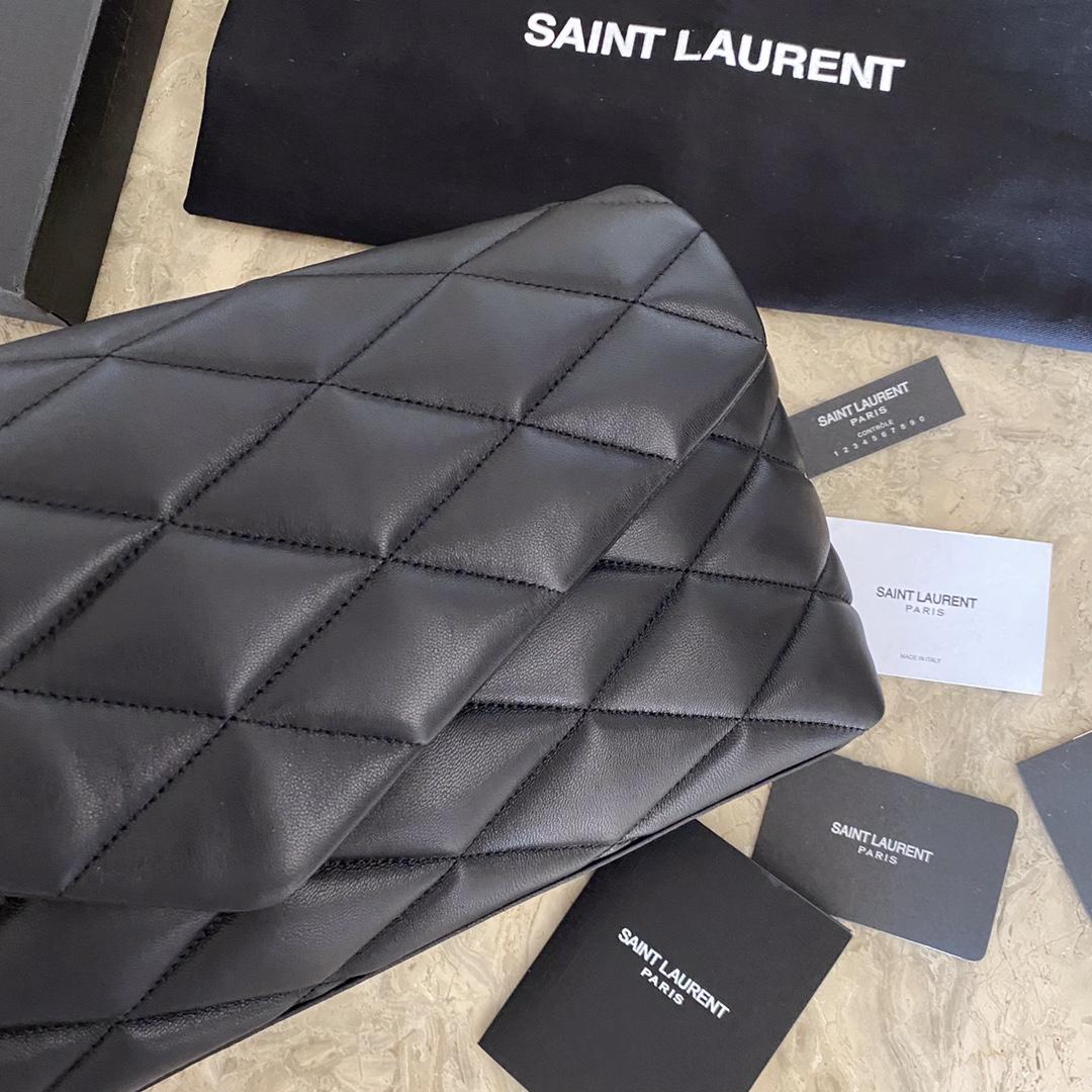 Saint Laurent Sade Puffer Quilted Leather Clutch In Black  - DopestKickz