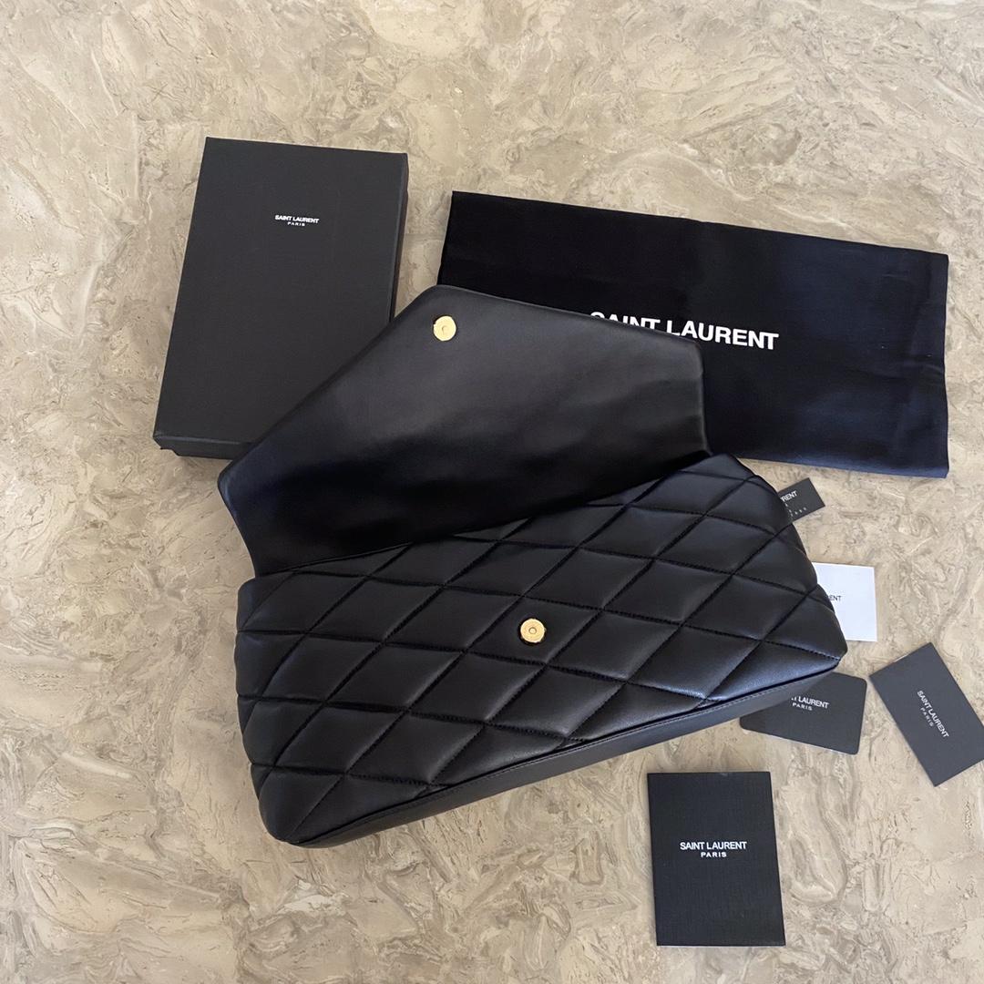 Saint Laurent Sade Puffer Quilted Leather Clutch In Black  - DopestKickz