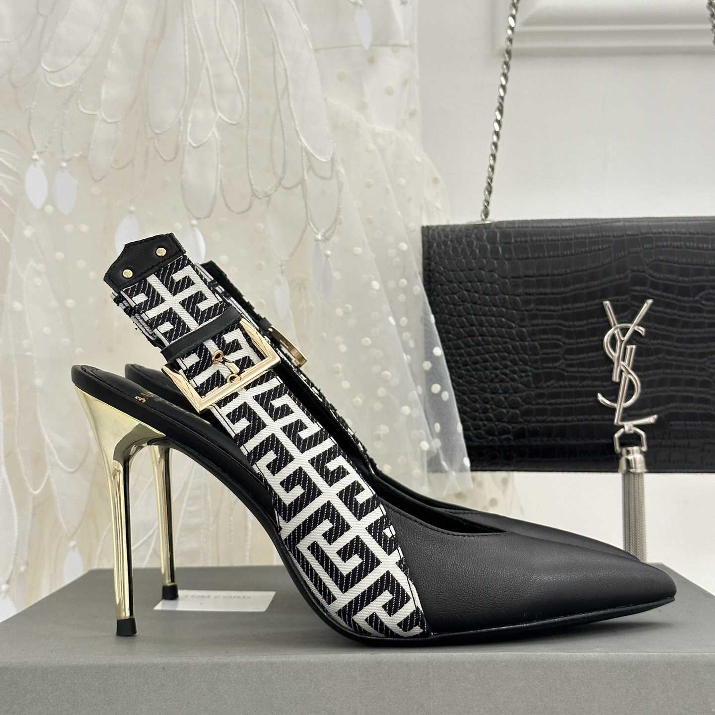 Balmain Ruby Monogrammed Leather Slingbacks - DopestKickz