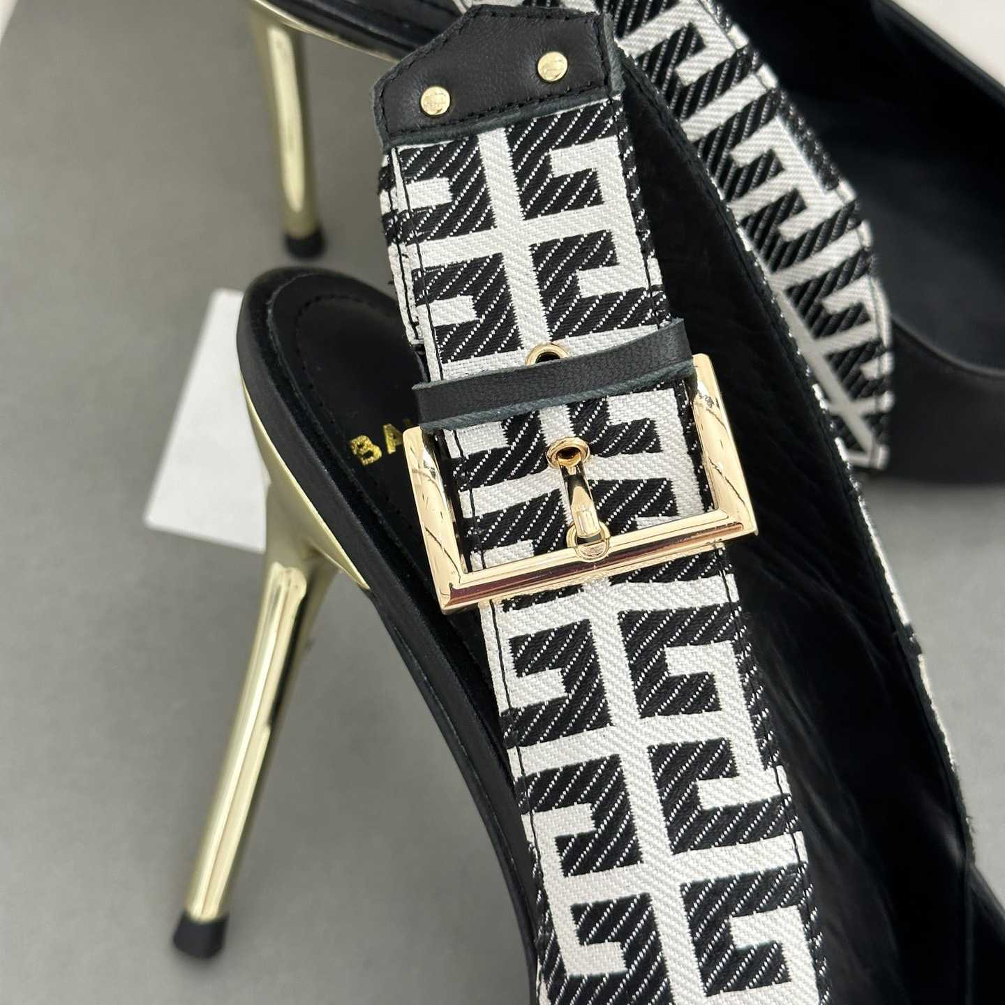 Balmain Ruby Monogrammed Leather Slingbacks - DopestKickz