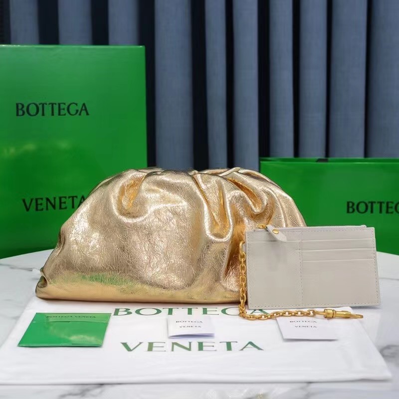 Bottega Veneta Metallic Leather Pouch Clutch Bag(38-20-8.5cm) - DopestKickz