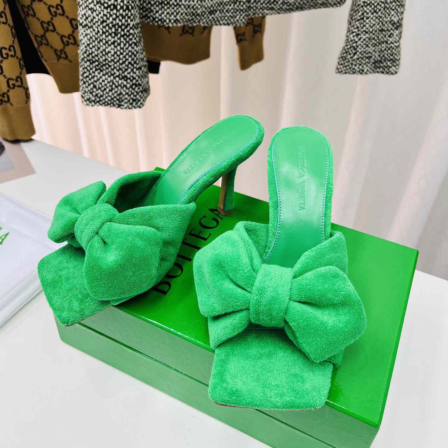Bottega Veneta Green Heeled Sandals - DopestKickz