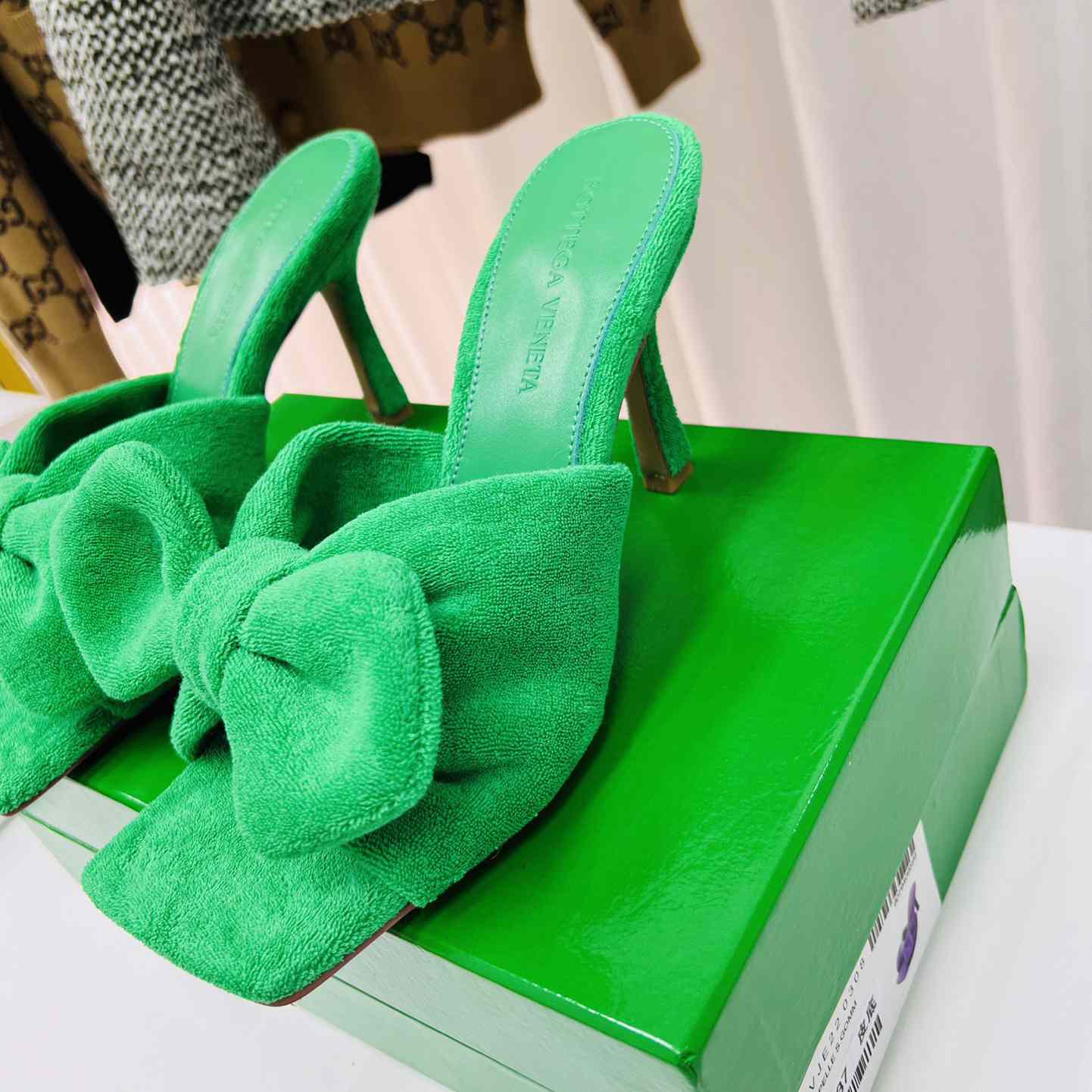 Bottega Veneta Green Heeled Sandals - DopestKickz