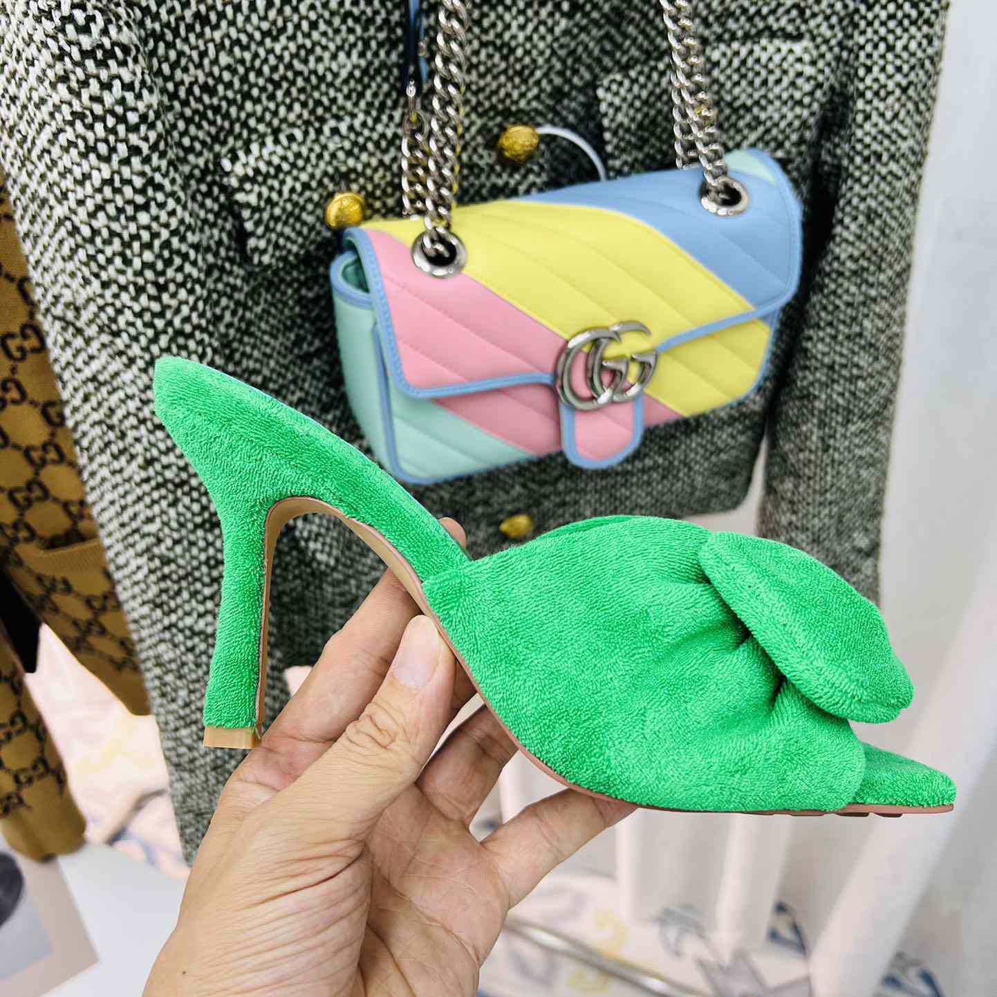 Bottega Veneta Green Heeled Sandals - DopestKickz