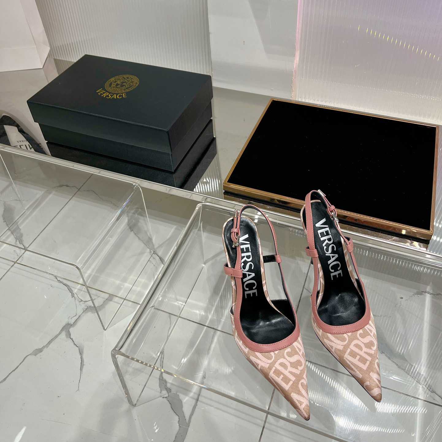 Versace Logo-jacquard 110mm Slingback Pumps - DopestKickz