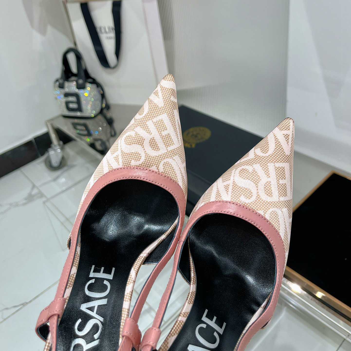 Versace Logo-jacquard 110mm Slingback Pumps - DopestKickz