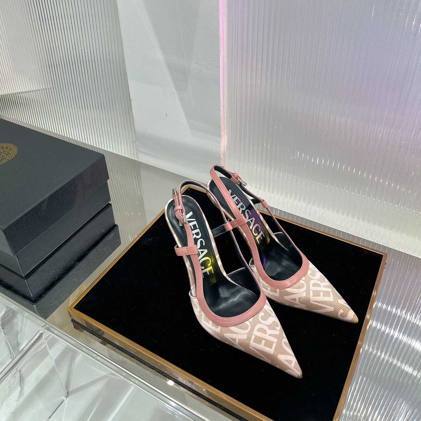 Versace Logo-jacquard 110mm Slingback Pumps - DopestKickz