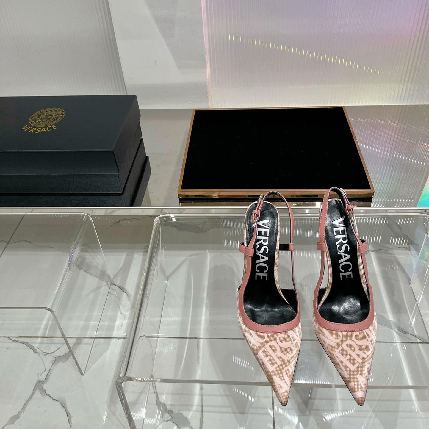 Versace Logo-jacquard 110mm Slingback Pumps - DopestKickz