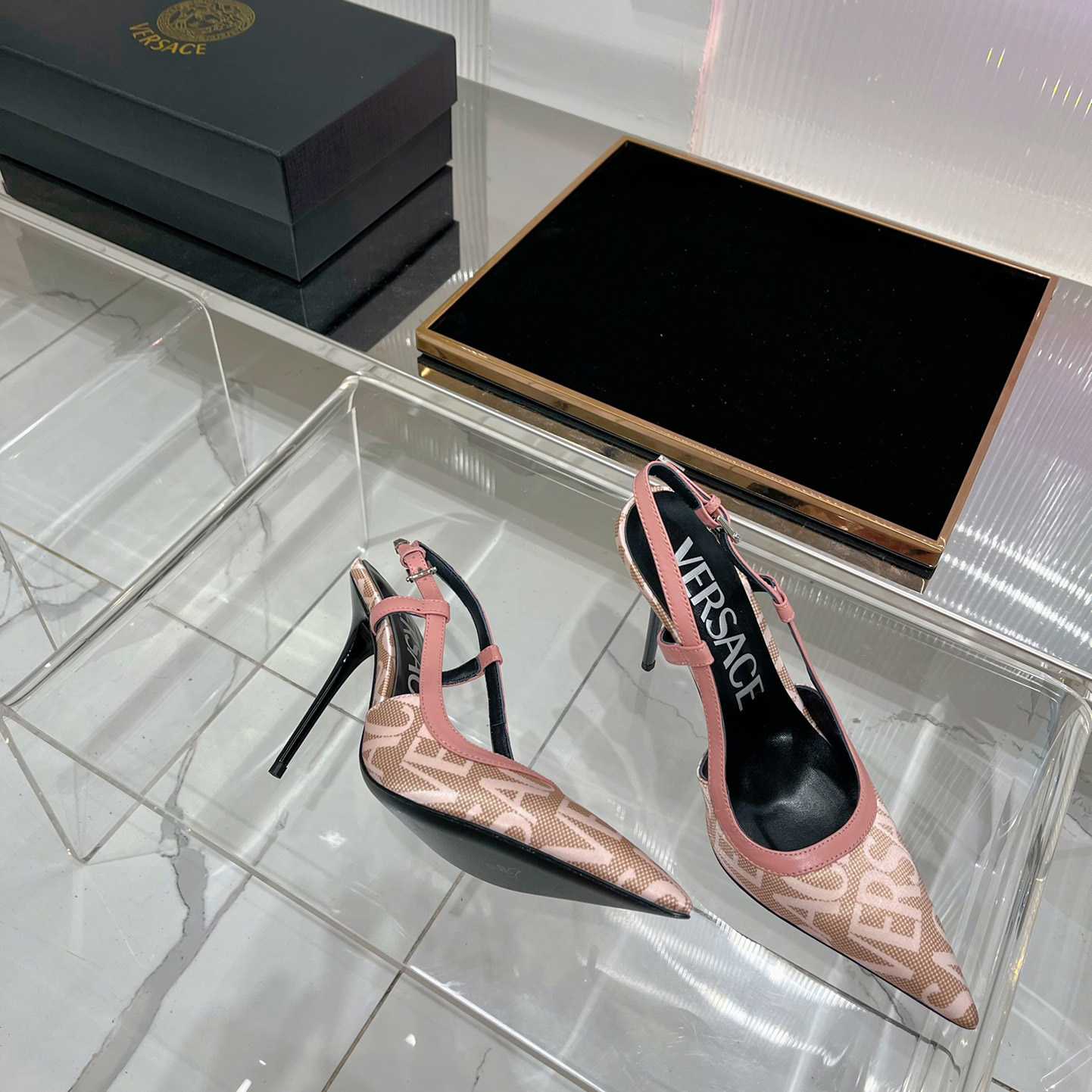 Versace Logo-jacquard 110mm Slingback Pumps - DopestKickz