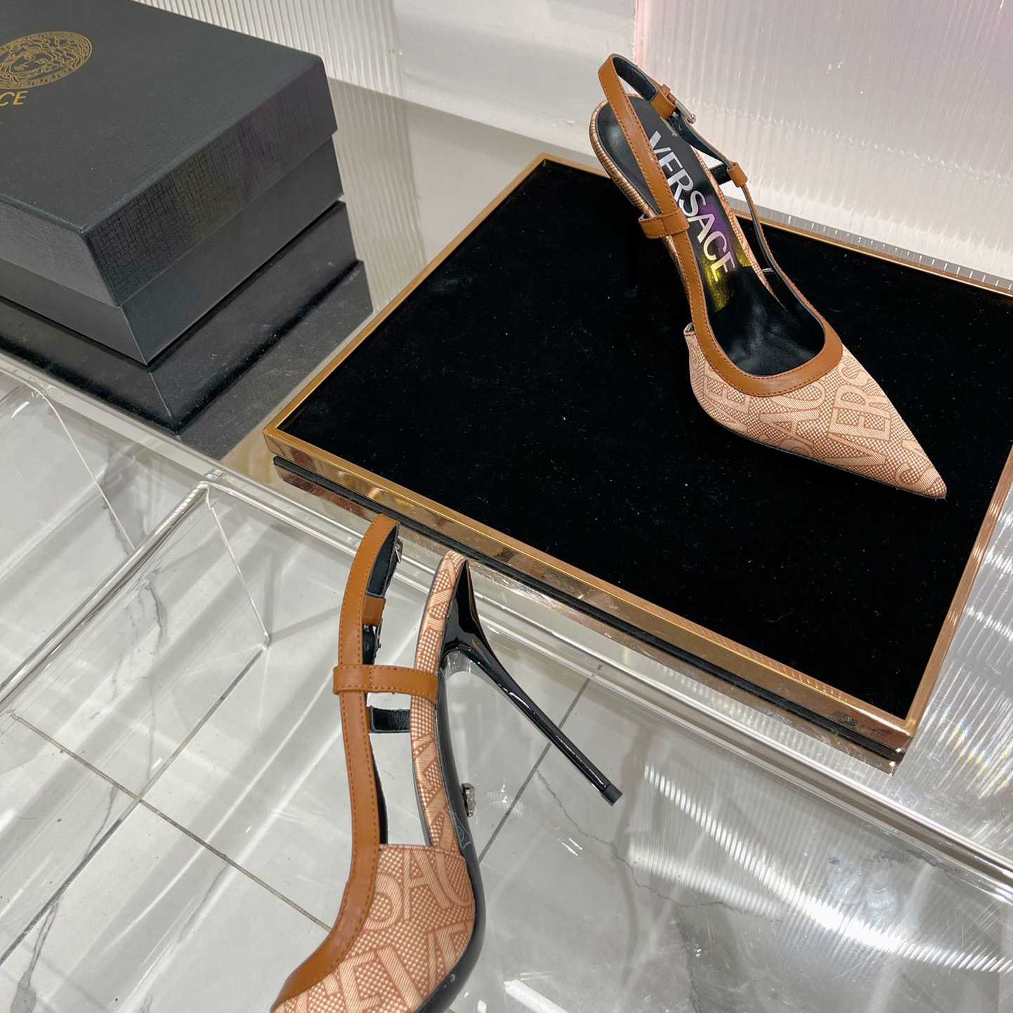 Versace Logo-jacquard 110mm Slingback Pumps - DopestKickz