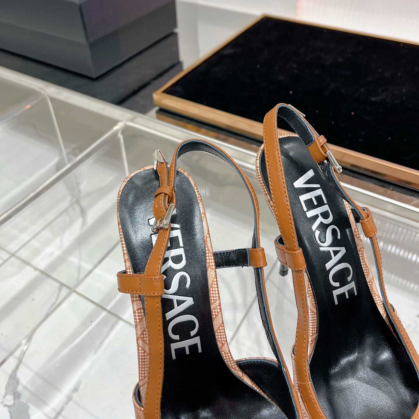 Versace Logo-jacquard 110mm Slingback Pumps - DopestKickz