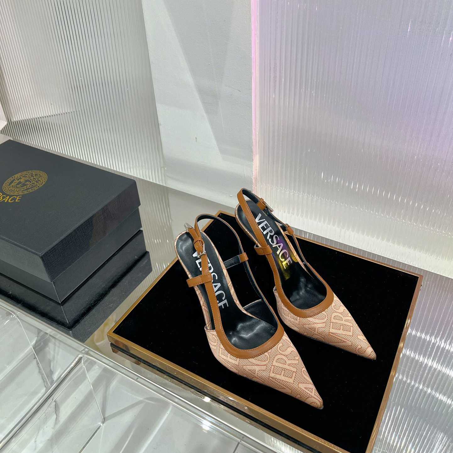 Versace Logo-jacquard 110mm Slingback Pumps - DopestKickz