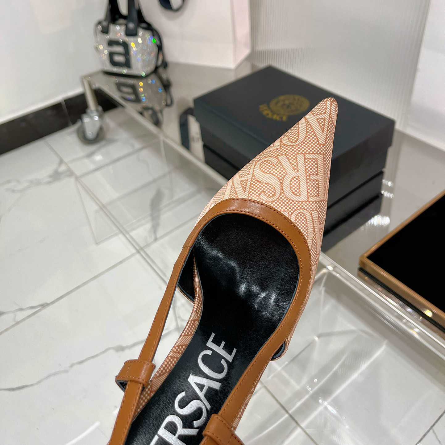 Versace Logo-jacquard 110mm Slingback Pumps - DopestKickz