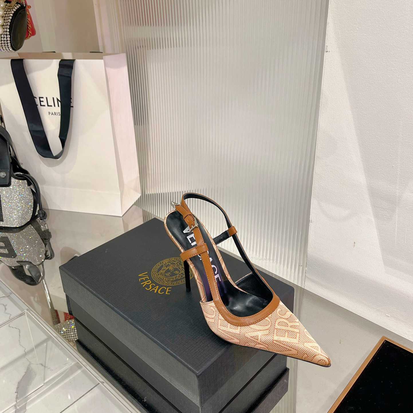 Versace Logo-jacquard 110mm Slingback Pumps - DopestKickz