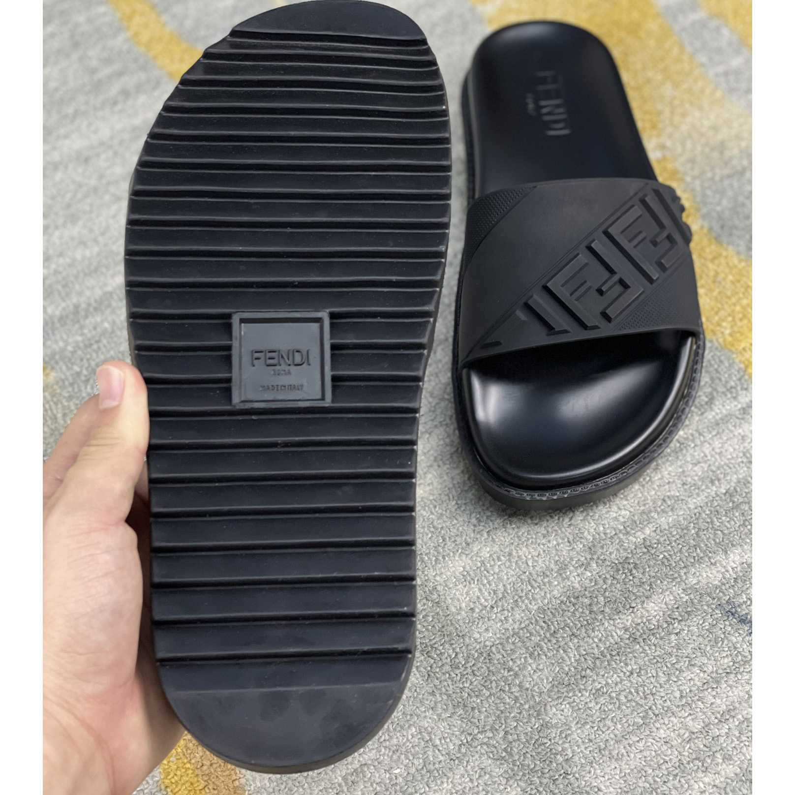 Fendi Black Rubber Footbed - DopestKickz
