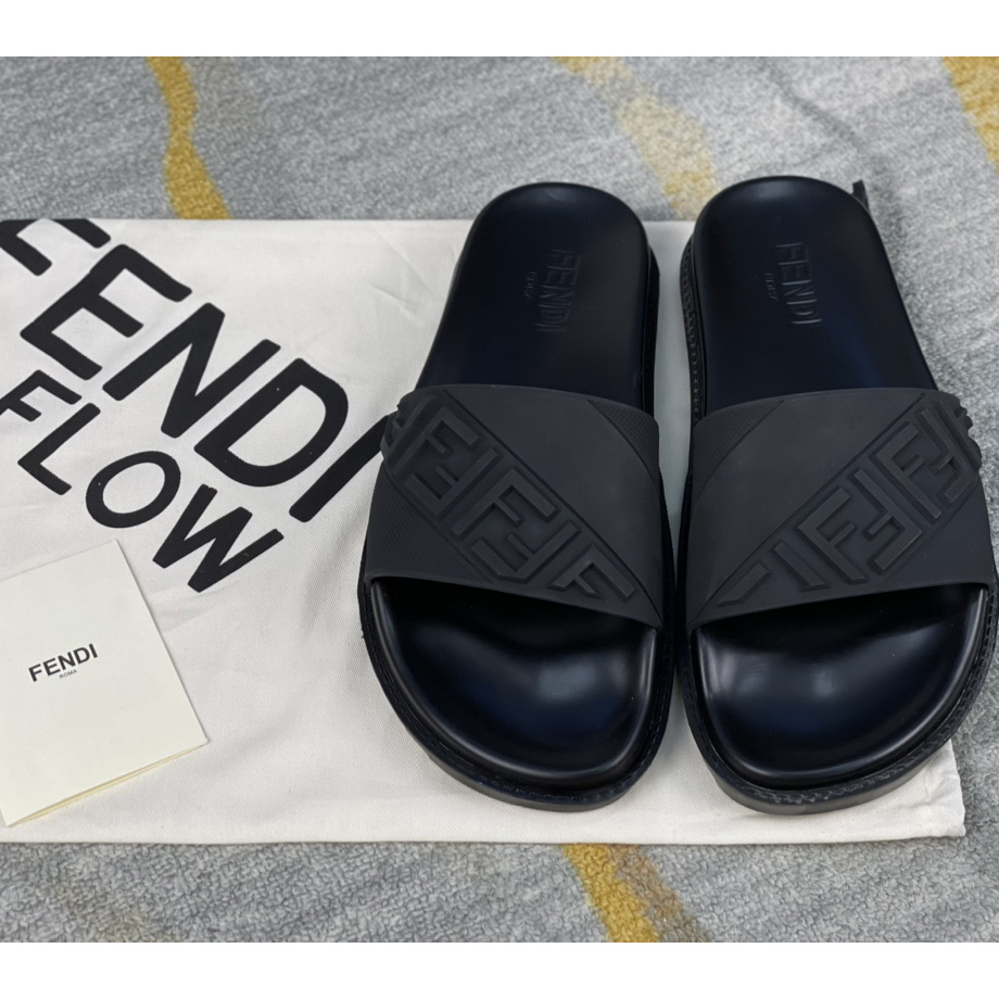 Fendi Black Rubber Footbed - DopestKickz