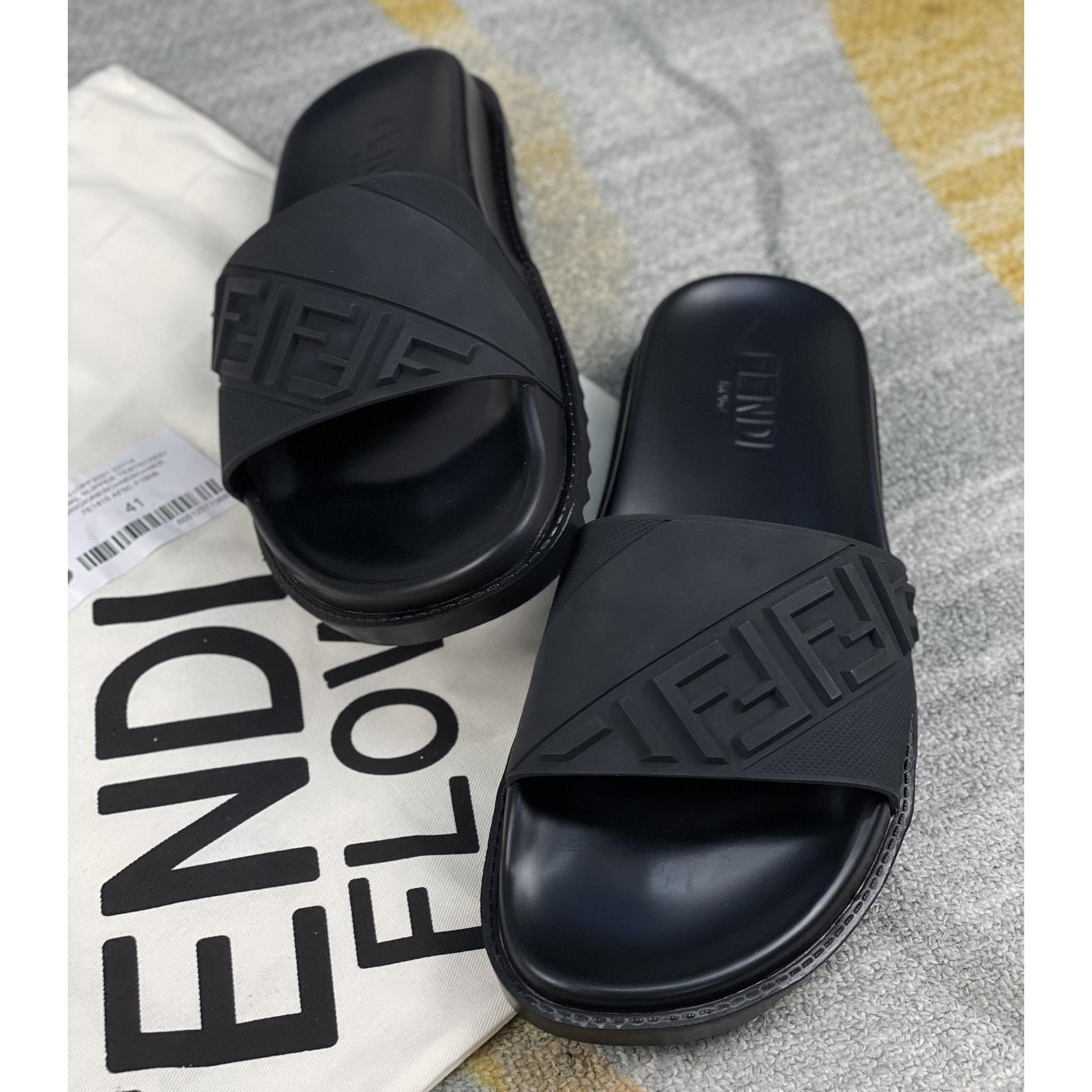 Fendi Black Rubber Footbed - DopestKickz