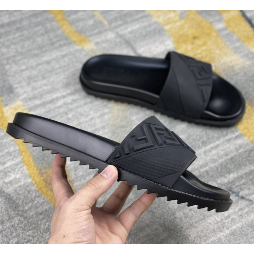 Fendi Black Rubber Footbed - DopestKickz