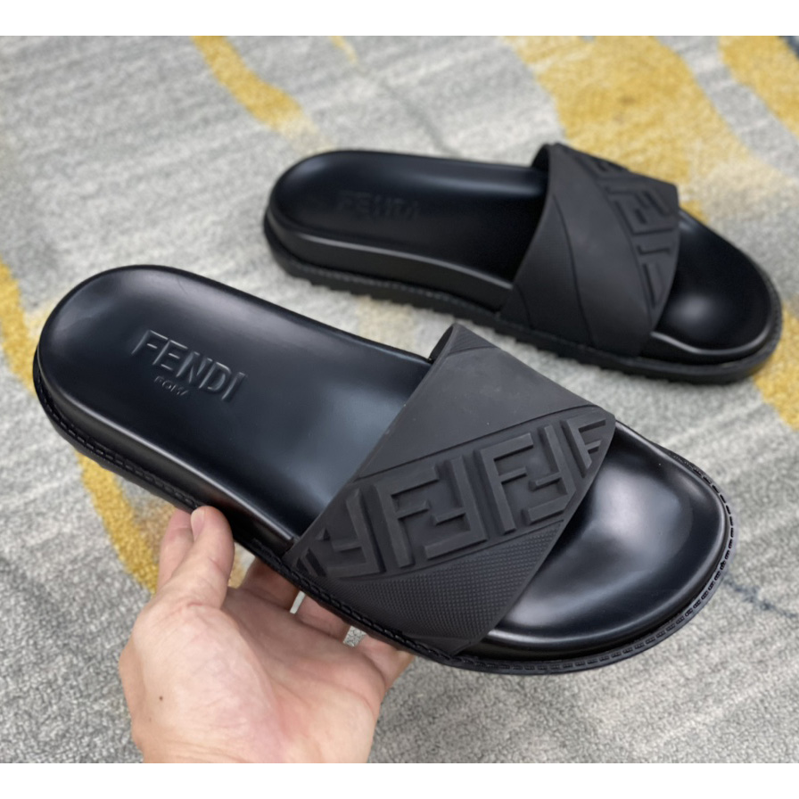 Fendi Black Rubber Footbed - DopestKickz