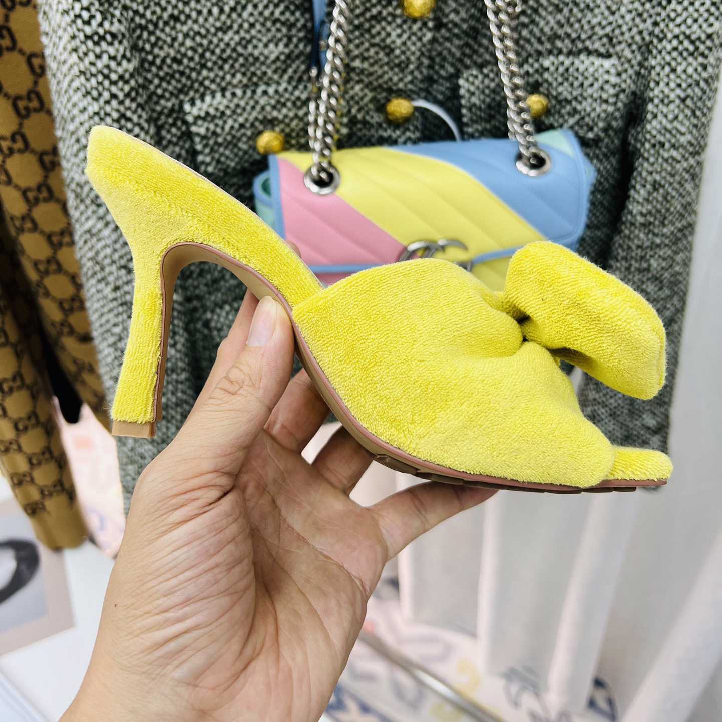 Bottega Veneta Yellow Heeled Sandals - DopestKickz