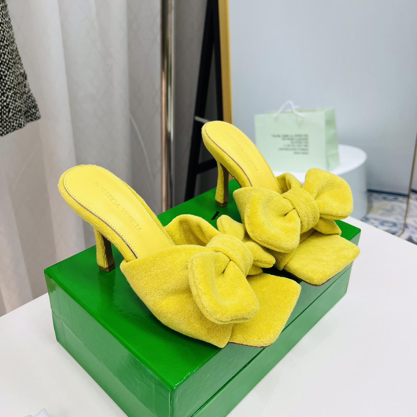 Bottega Veneta Yellow Heeled Sandals - DopestKickz