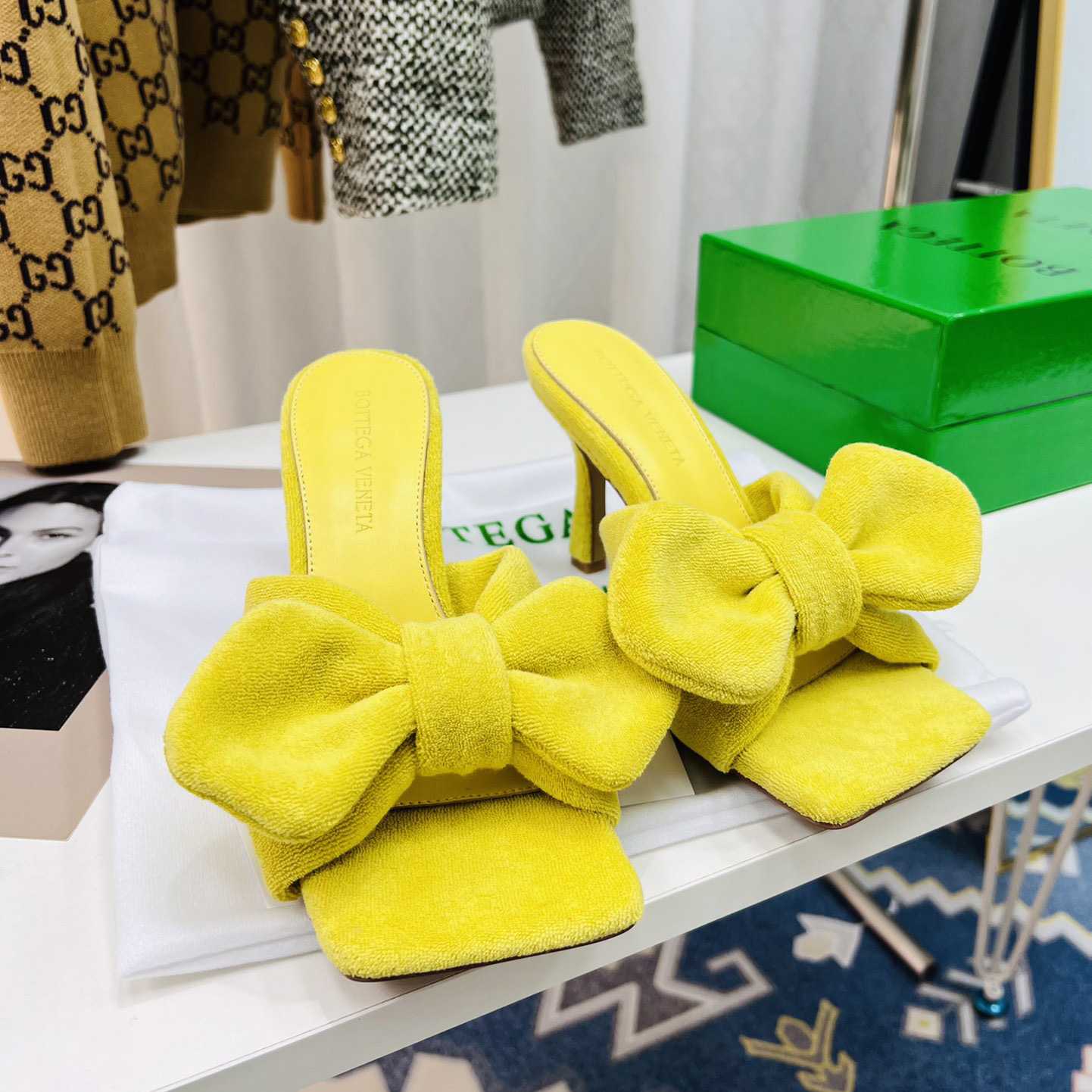 Bottega Veneta Yellow Heeled Sandals - DopestKickz