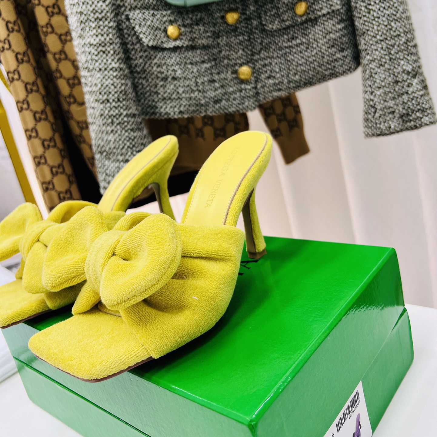 Bottega Veneta Yellow Heeled Sandals - DopestKickz