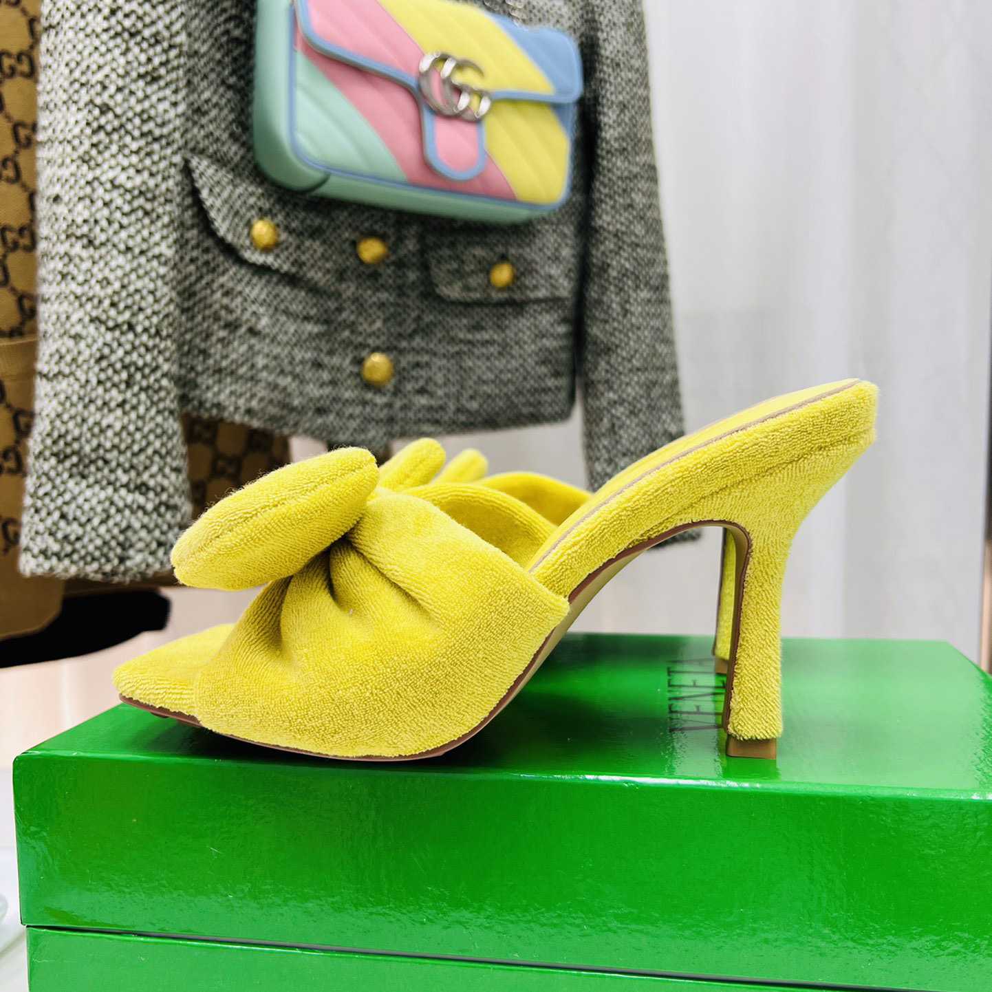 Bottega Veneta Yellow Heeled Sandals - DopestKickz