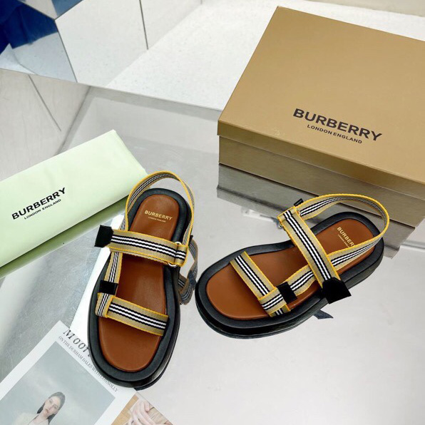 Burberry Icon Stripe Flat Sandals - DopestKickz