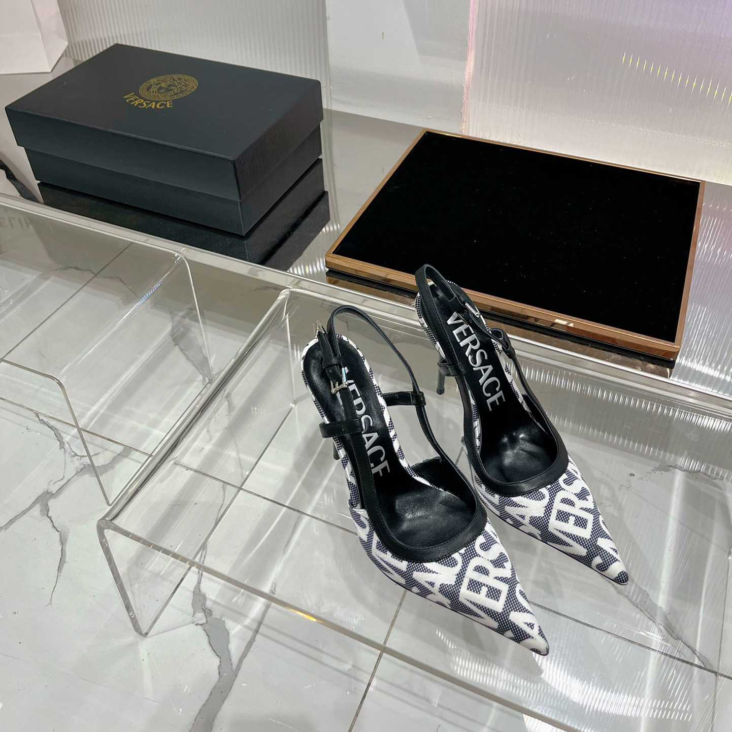 Versace Logo-jacquard 110mm Slingback Pumps - DopestKickz