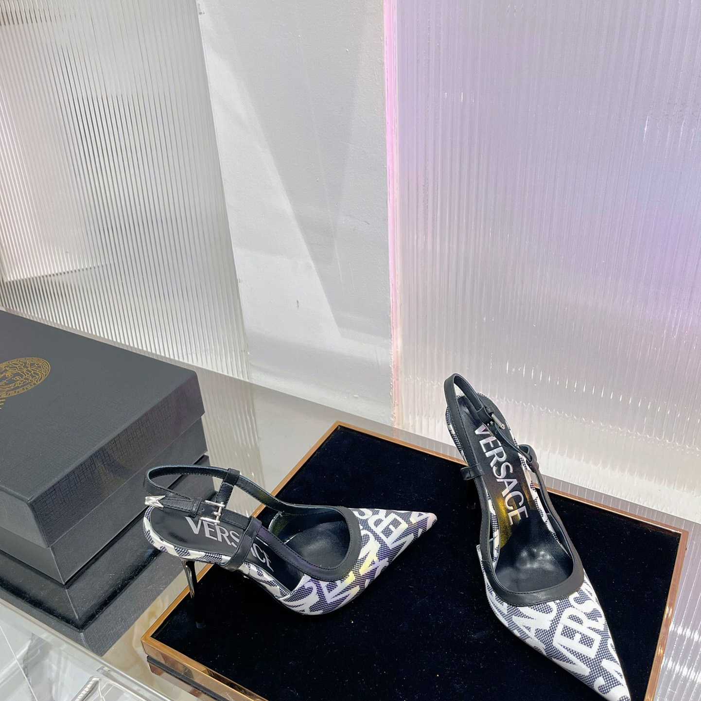 Versace Logo-jacquard 110mm Slingback Pumps - DopestKickz